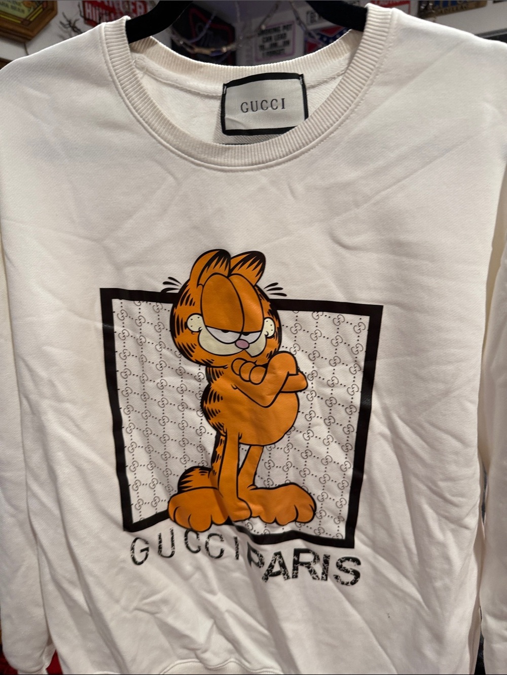 Gucci White Kids Garfield Graphic Sweatshirt with Orange Print